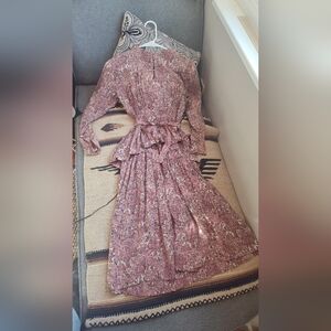 1940s Silk Chic Long Sleeve Peplum Novelty Dress